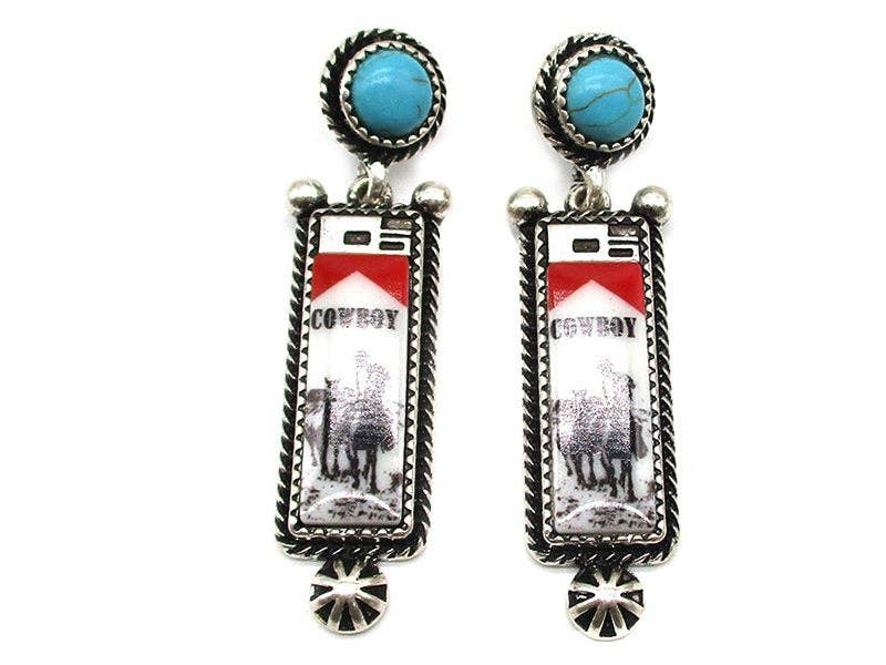 Western Cowboy Lighter Turquoise Dangle Earring