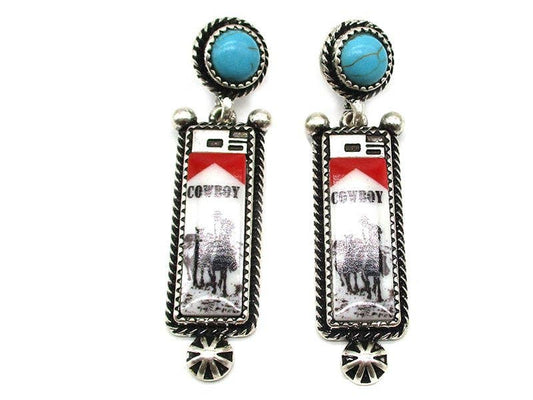 Western Cowboy Lighter Turquoise Dangle Earring